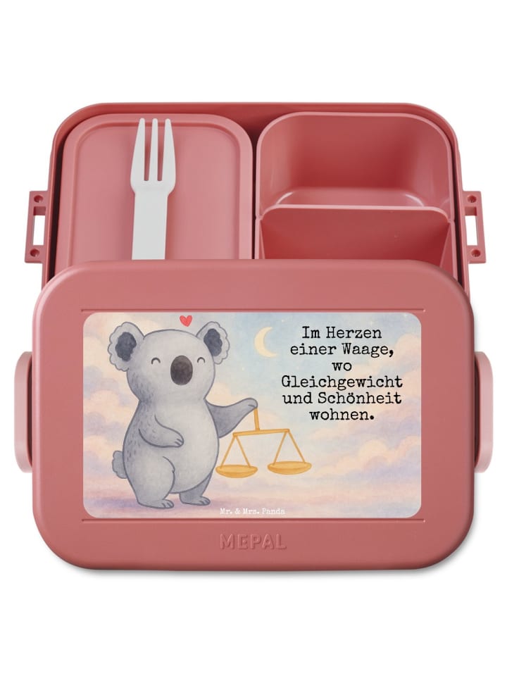 MEPAL Bentobox Waage Astrologie Design mit Spruch in Rot Pastell