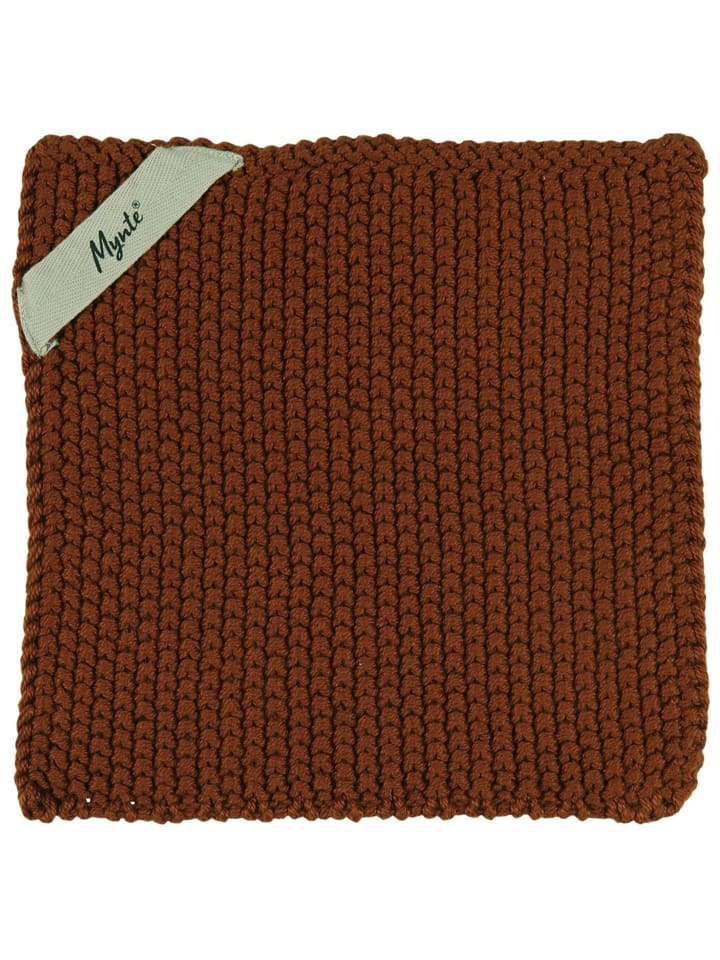 Topflappen Mynte gestrickt in cognac