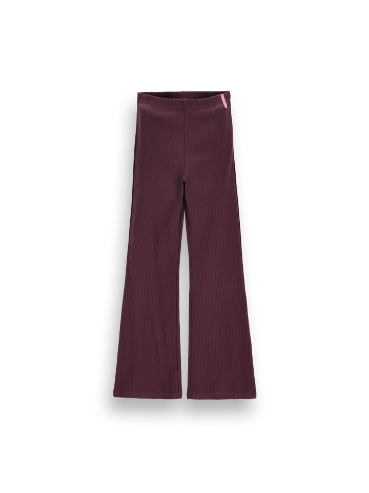 Gerippte Leggings mit langem Bein in dunkelrot