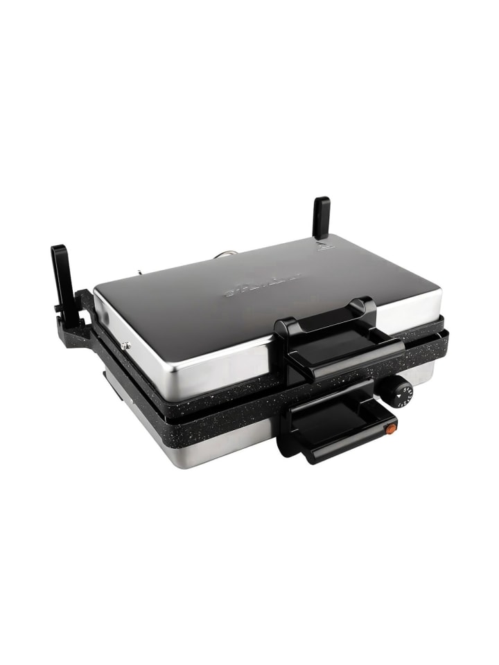 Multigrill 2000W Kontaktgrill mit Granitpfanne, Toaster & Kasserolle in Silber