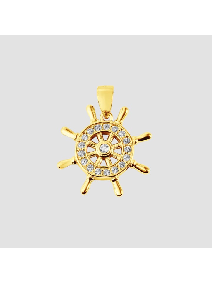 Damen Anhänger aus 925 Silber mit Zirkonia in gold