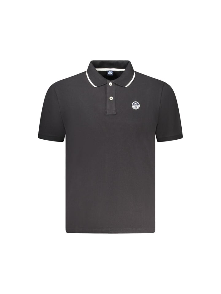 Schwarz Baumwolle Herren Polo Hemd