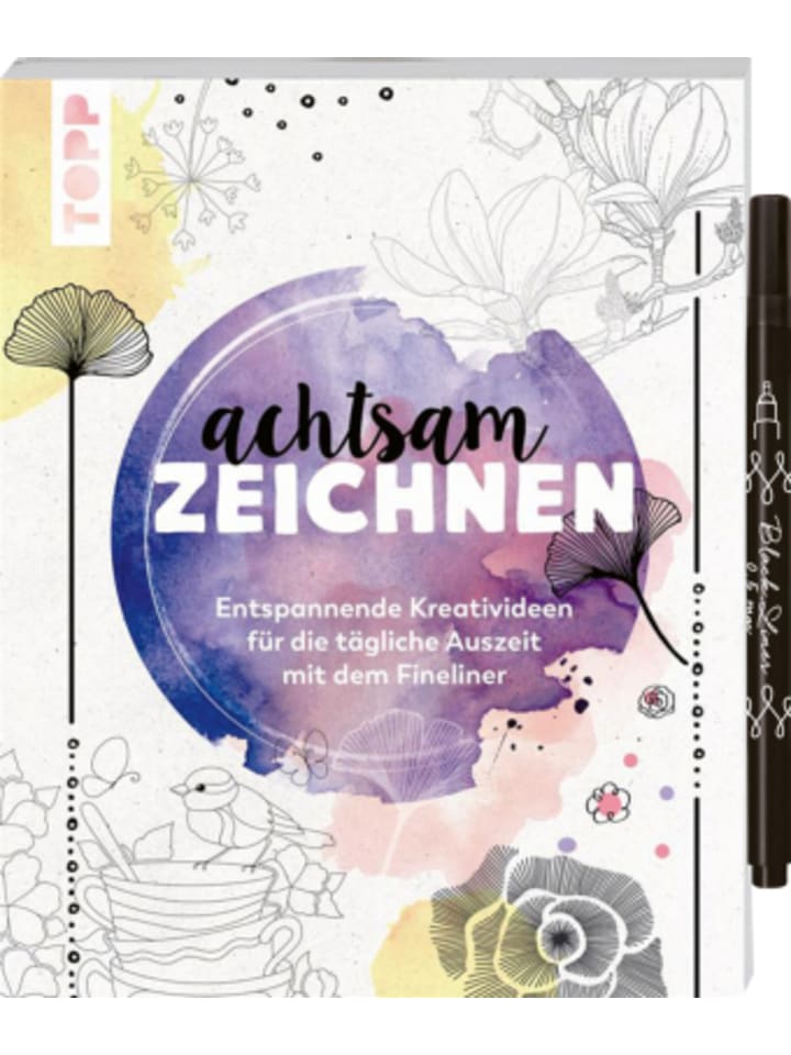Buch - Achtsam zeichnen. Kreativbuch zum Reinzeichnen inkl. Fineliner!