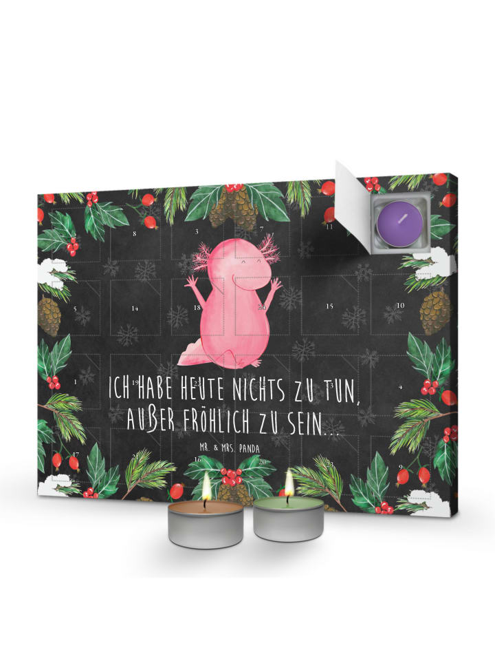 Adventskalender mit Duftkerzen Axolotl Hurra mi... in Kreidetafel