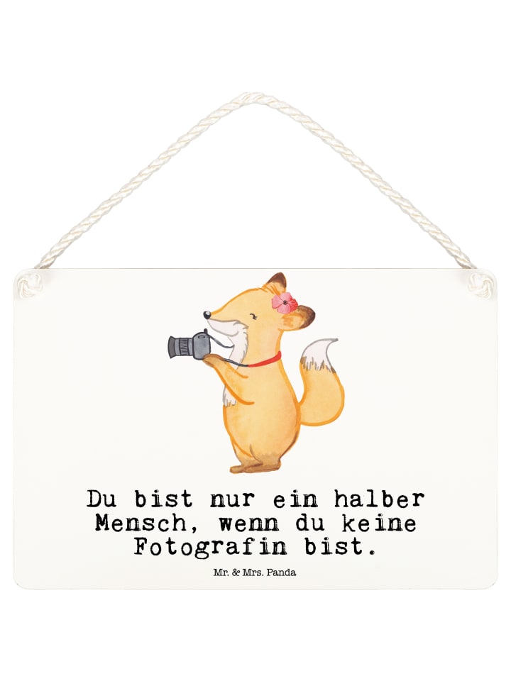 Schild Fotografin Herz mit Spruch in Weiß