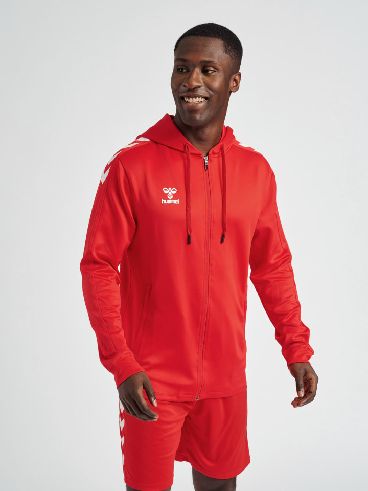 Reißverschluss Kapuzenpullover Hmlcore Erwachsene in TRUE RED