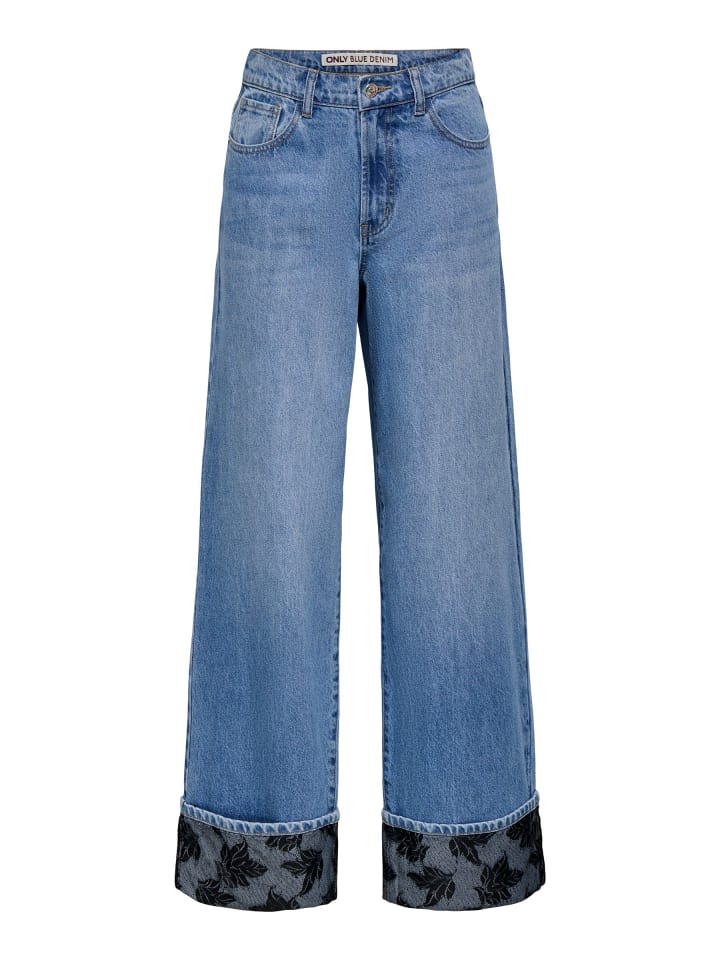 Jeans mit weitem Bein in Medium Blue Denim