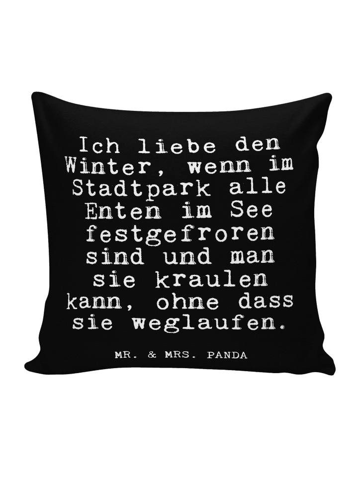 Kissen Ich liebe den Winter,... mit Spruch in Schwarz
