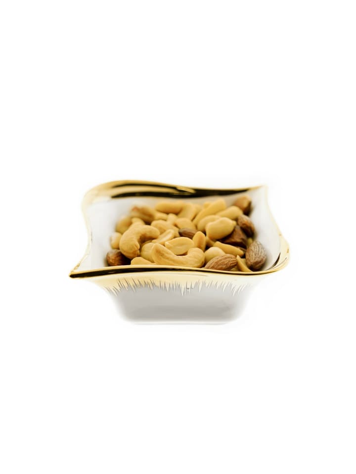 5er Snackset "Cerezlik" - 4 Snackschalen aus Porzellan mit Gold in Gold