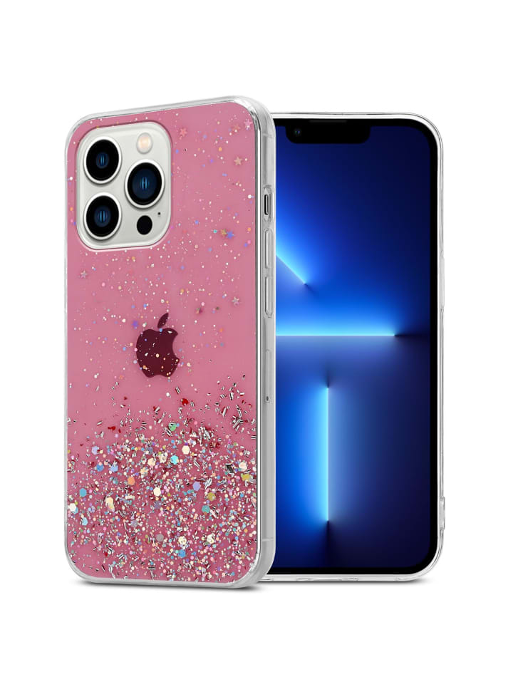 Hülle für Apple iPhone 13 PRO MAX Glitter in Rosa mit Glitter