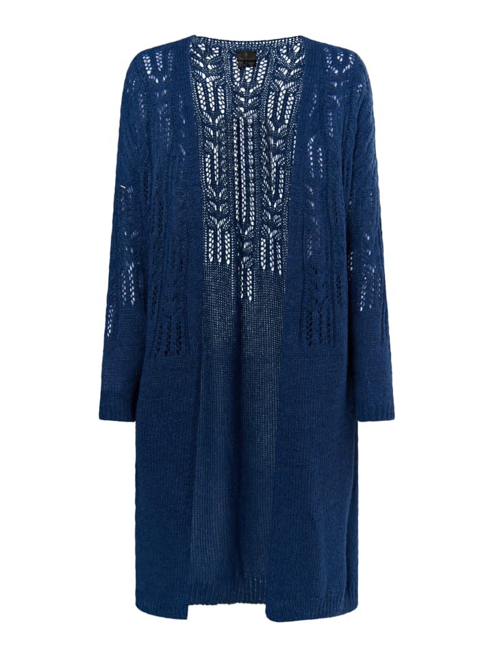 Damen Long Cardigan in Blau Grau
