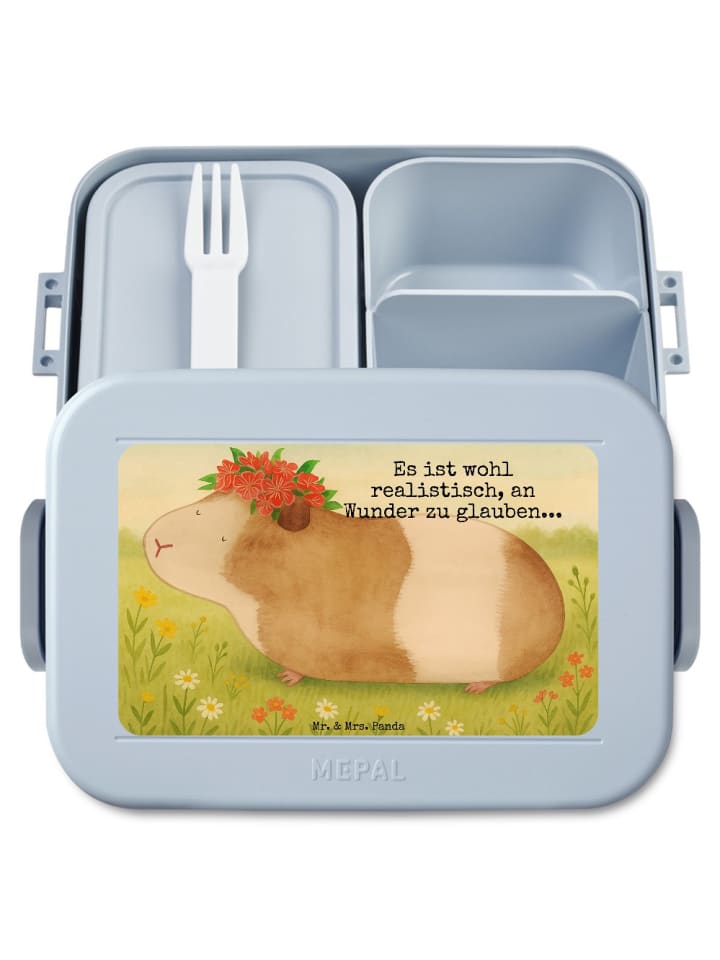 Brotdose Meerschweinchen Weisheit Design mit Sp... in Blau Pastell