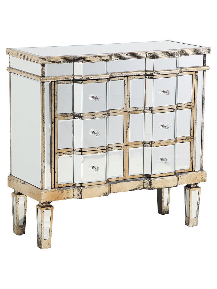 Kommode MOZELA in Silber/Gold - (W) 81 x (H) 80 x (L) 35 cm
