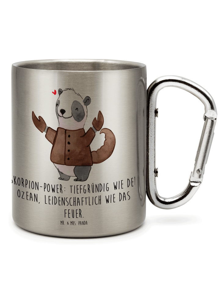 Thermobecher Skorpion Astrologie mit Spruch in Silber