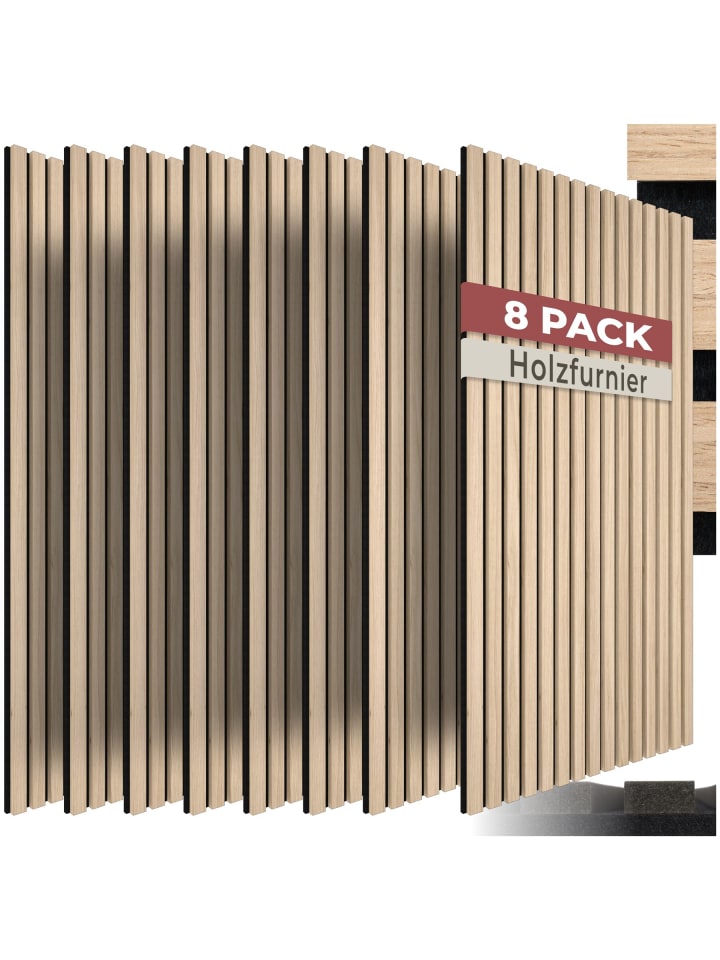 Akustikpaneele aus MDF und Echtholzfurnier, je 110 x 50 x 1,1 cm