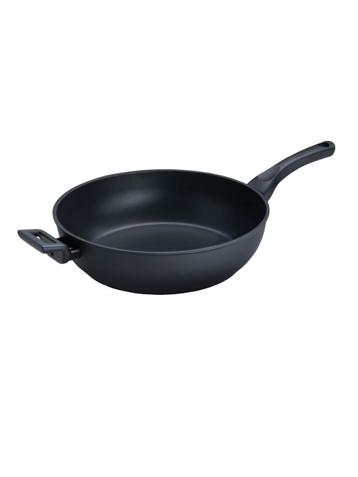 Bratpfanne Edelstahl Pfanne Bratchef mit Gegengriff in Schwarz