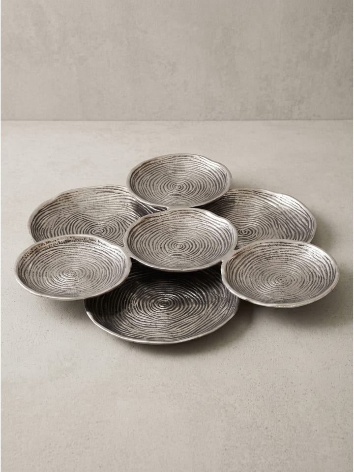 Dekoschale lackiertes Aluminium, handgefertigt, Modern in Silber