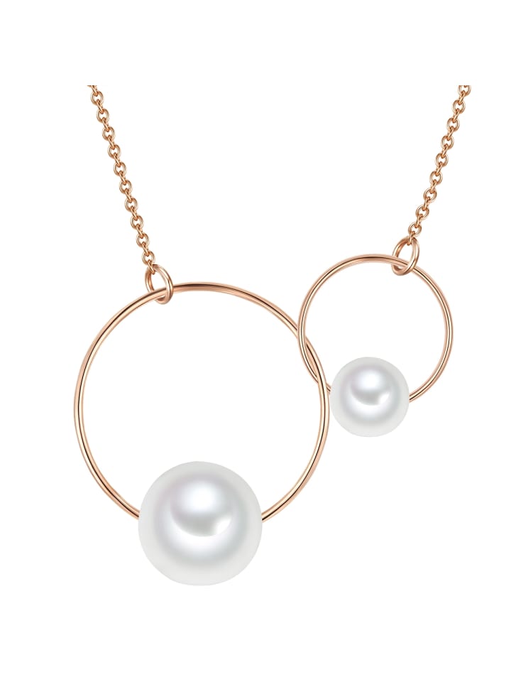 Perlen-Kette aus Metall-Legierung mit Muschelkernperle in roségold