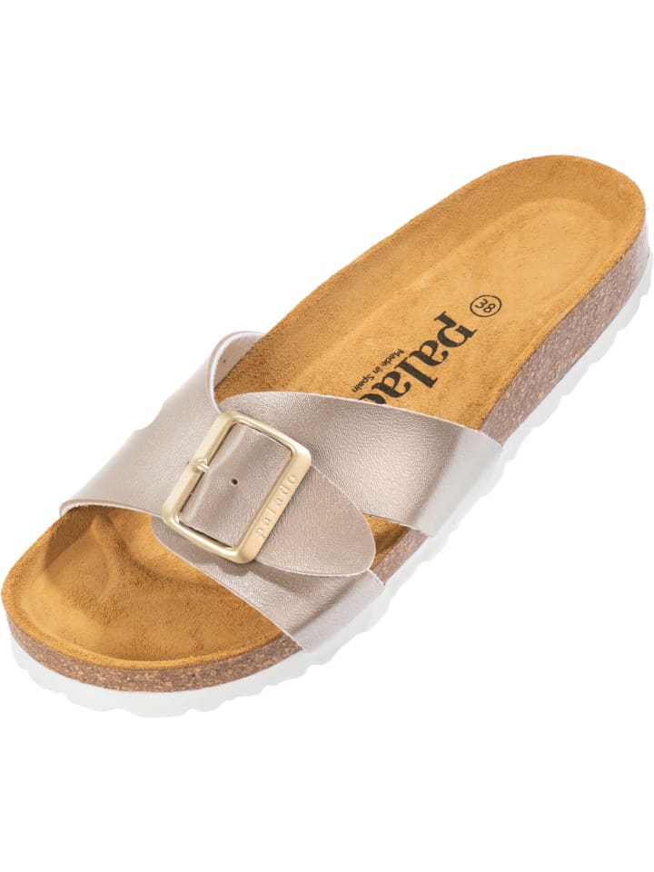Pantoletten Tinos in Beige Metallic