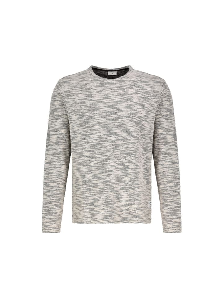 Langarmshirt in deep chocolate brown-offwhite