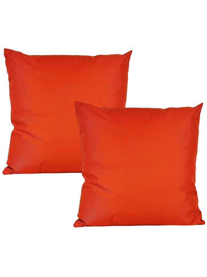 2er Set Outdoor Kissenhülle 45x45cm Uni in Orange