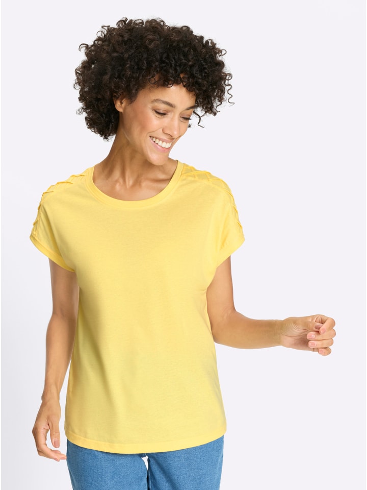 Rundhals-Shirt in zitrone