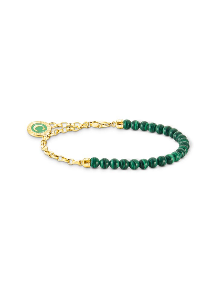 Member Charm-Armband Mit Gliedern Und Imitiertem Malachit in gold, grün