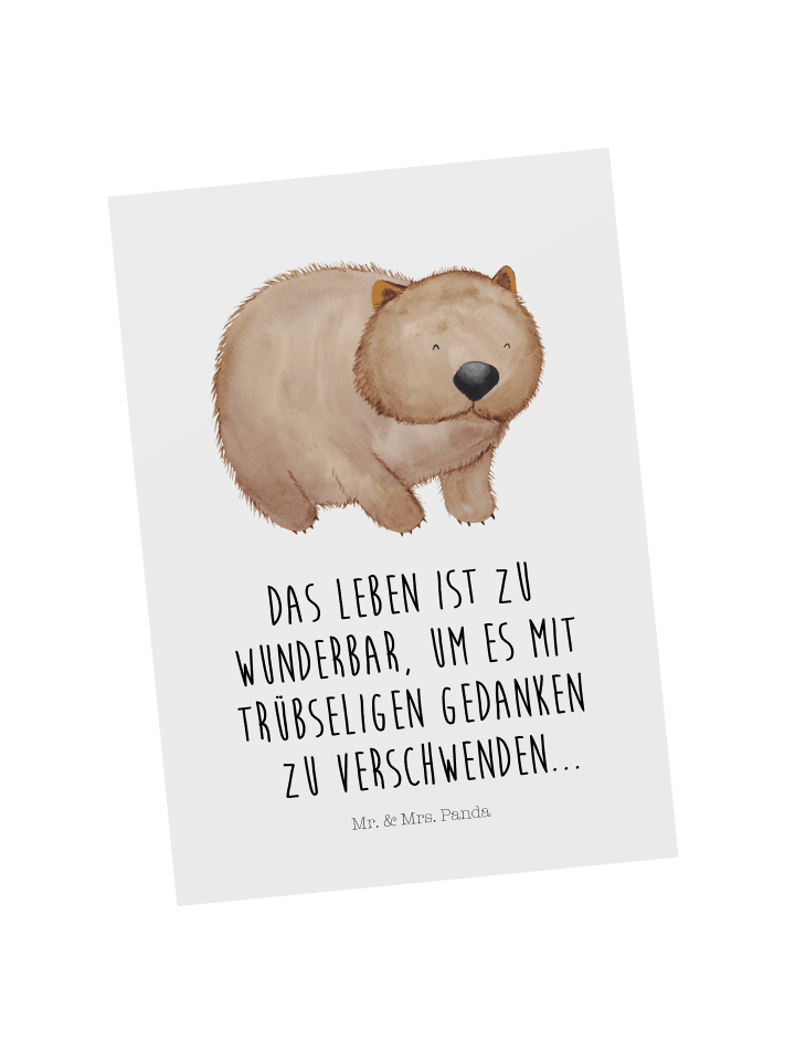 Postkarte Wombat mit Spruch in Weiß