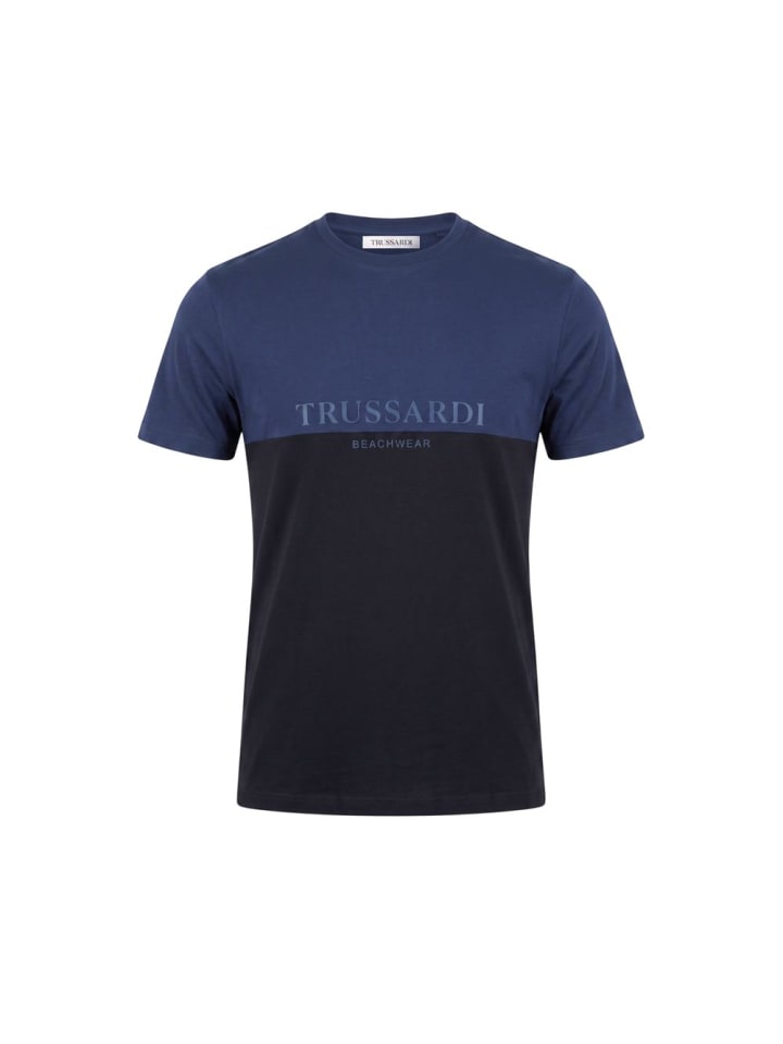 Blau Baumwolle Herren T-Shirt