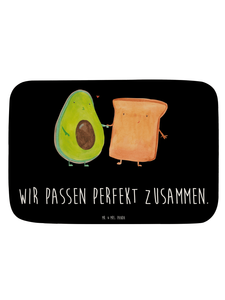 Badteppich Avocado Toast mit Spruch in Schwarz