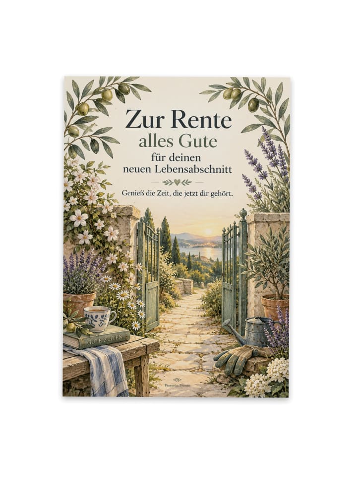 Postkarte Gartentor elegant Design mit Spruch in Weiß