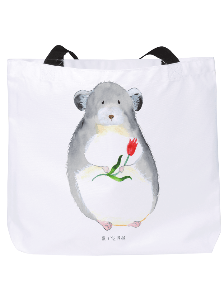 Tote Bag Chinchilla Blume ohne Spruch in Weiß