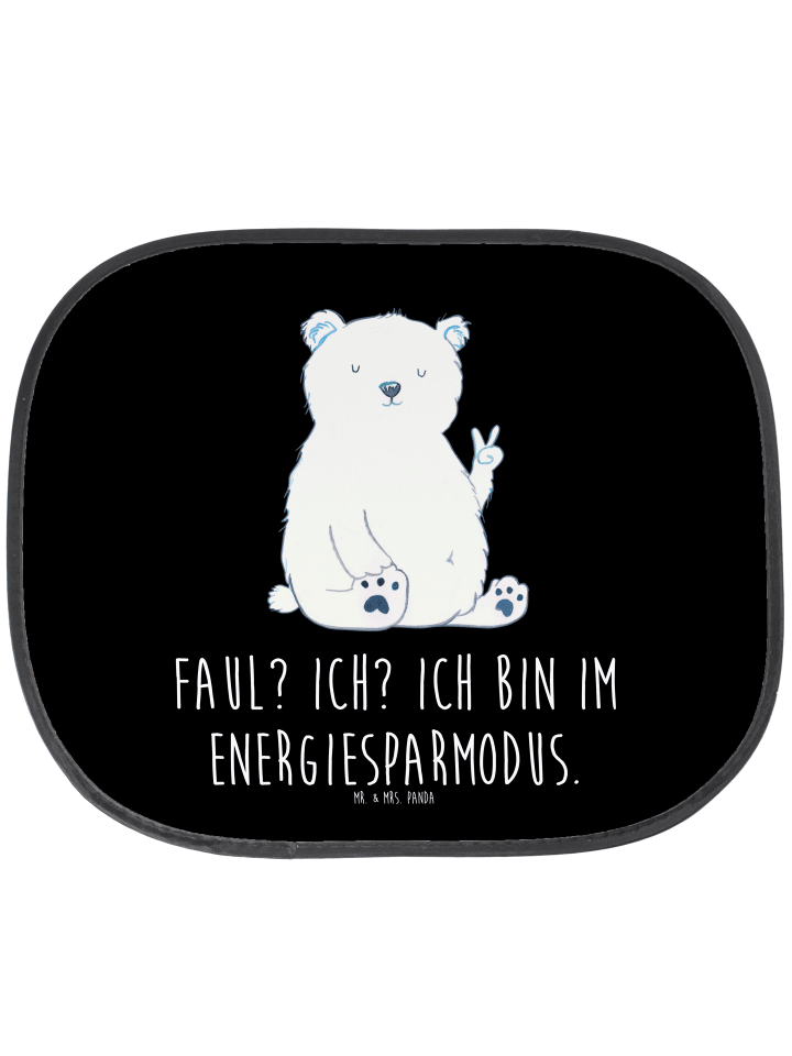 Auto Hitzeschutz Eisbär Faul mit Spruch in Schwarz