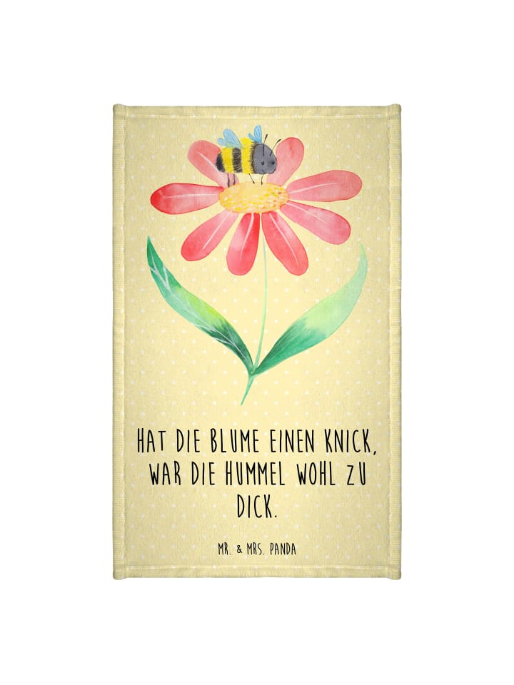 Gästehandtuch Hummel Blume mit Spruch in Gelb Pastell