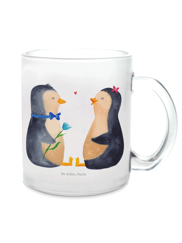 Kaffeetasse Pinguin Pärchen ohne Spruch in Transparent