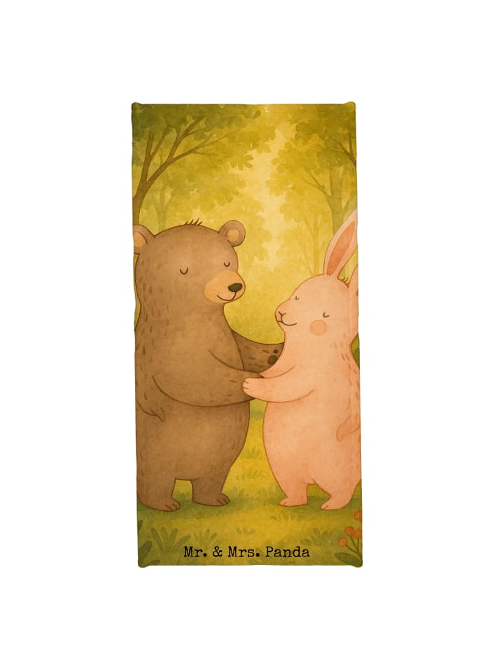 Handtuch Bär und Hase Umarmen Design ohne Spruch in Weiß