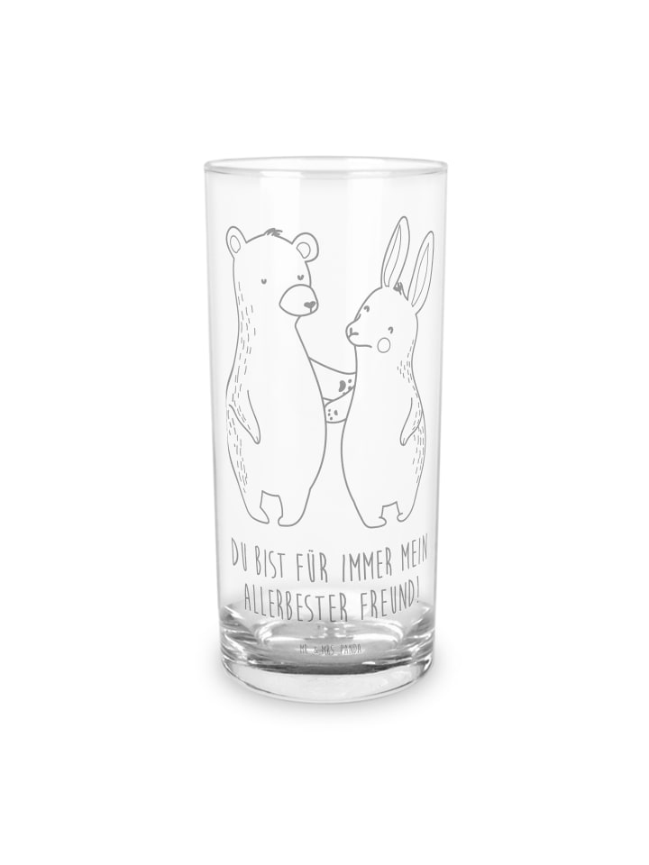 Glas Bär und Hase Umarmen mit Spruch in Transparent