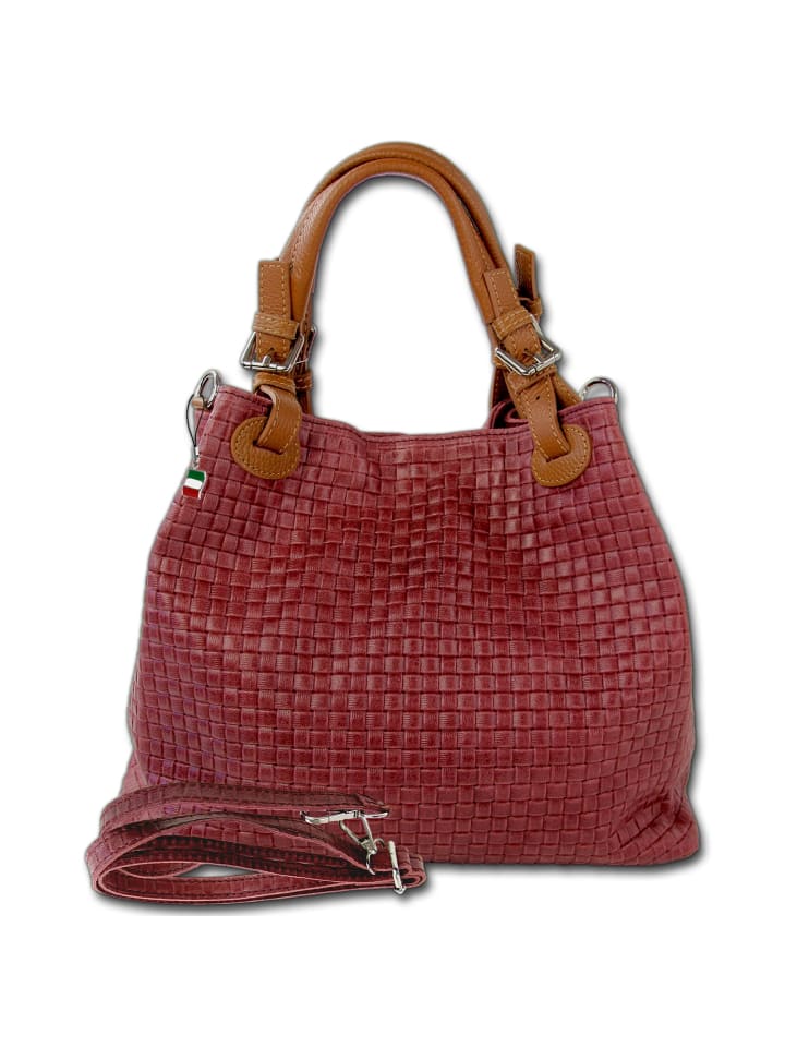 Florence Handtasche, Umhängetasche Leder dunkelrot, bordeaux ca. 31cm
