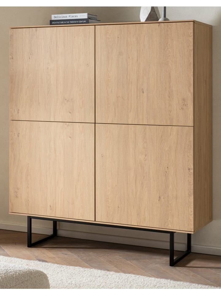 Highboard Stone Eiche, 4-türige Kommode 115 x 137 cm mit Push-to-Open