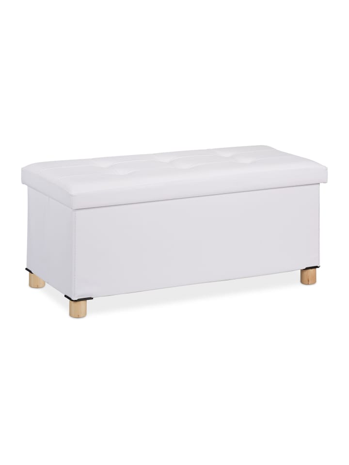 Sitzbank in Weiß - (B)76 x (H)35 x (T)37 cm