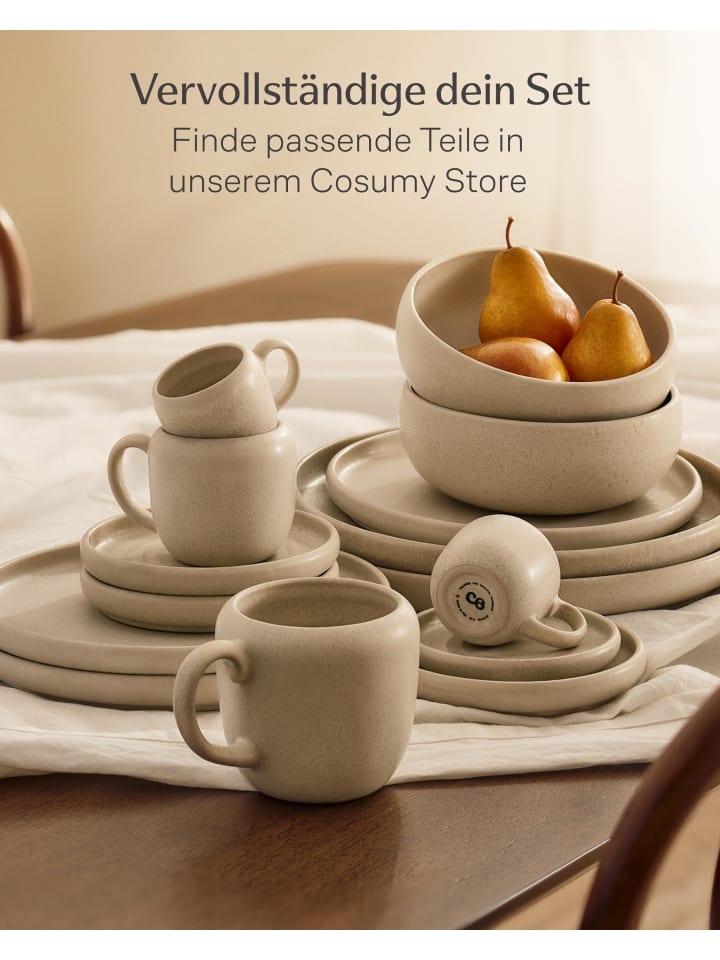 Cosumy Kaffeetassen Set 350 ml, 4er Set, handglasiert, Steingut günstig kaufen