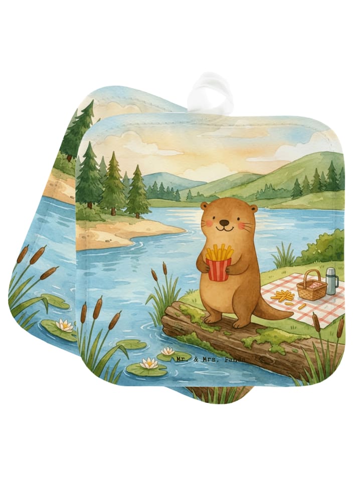 Topflappen Otter See Pommes Design ohne Spruch in Weiß