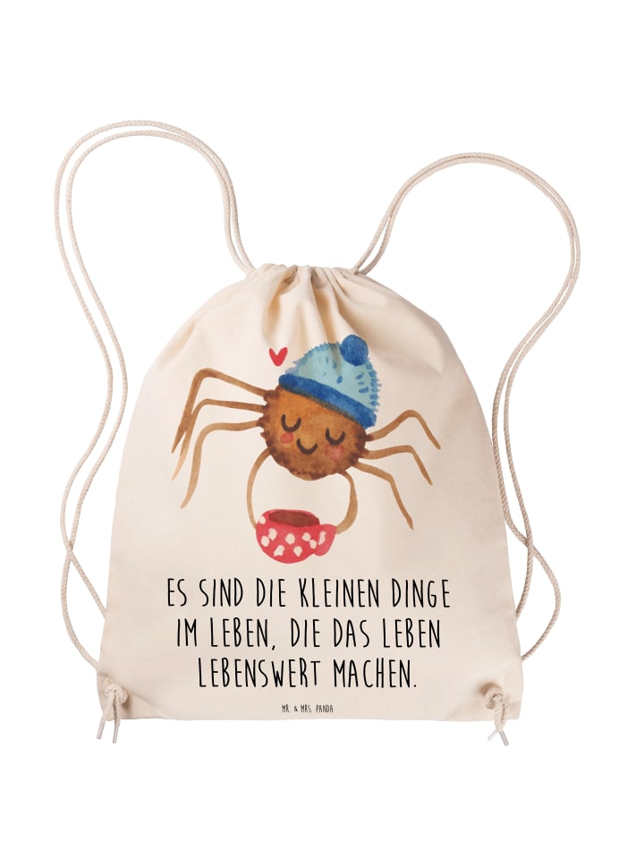 Turnbeutel Spinne Agathe Kaffee mit Spruch in Creme