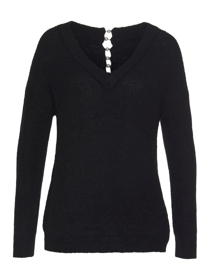 V-Ausschnitt-Pullover in schwarz