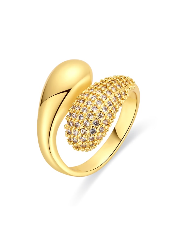 ring in polished metal and zirconia alloy, finished in 18-K yellow gold - Hadar