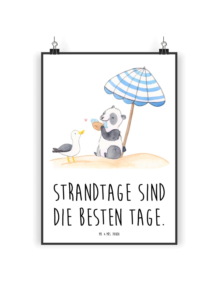 Poster Sommer Strandtage mit Spruch in Weiß