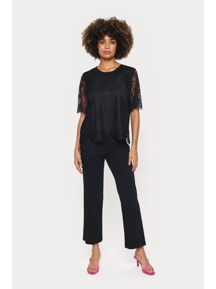 Bluse kurzarm ZalviaSZ Gerade Passform in Black