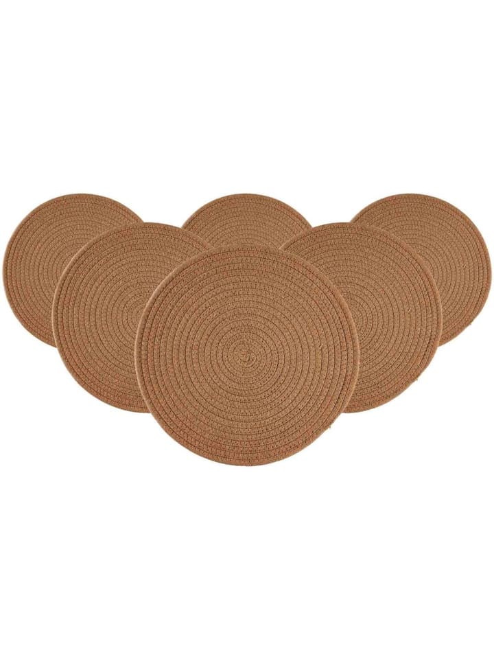 6er Set Platzmatten Tavolo in Braun ø 35 cm