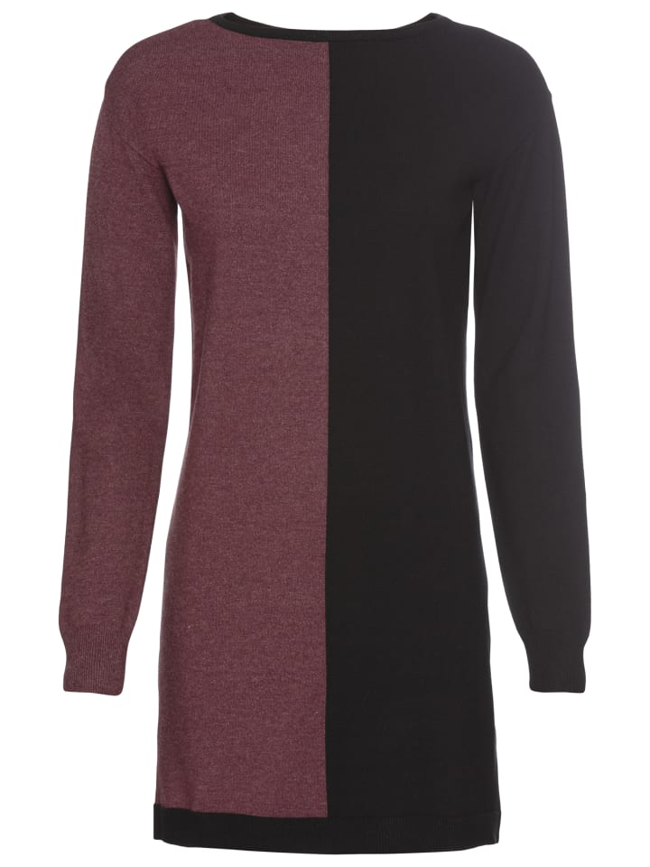 Strickkleid in schwarz-bordeaux