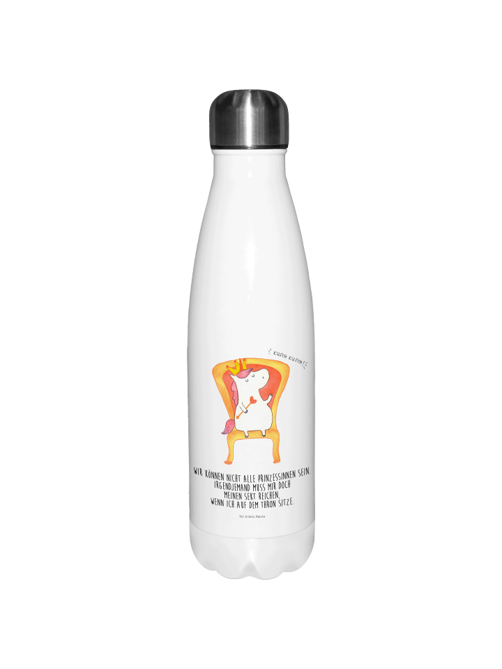 Trinkflasche Einhorn König mit Spruch in Weiß